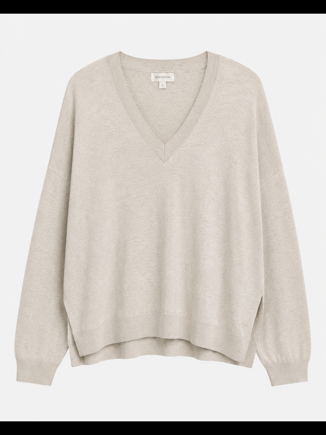 Nordstrom V-Neck Oversized Sweater In Light Beige
